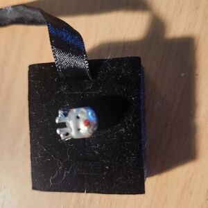 Silver Cat Ring with Red Nose